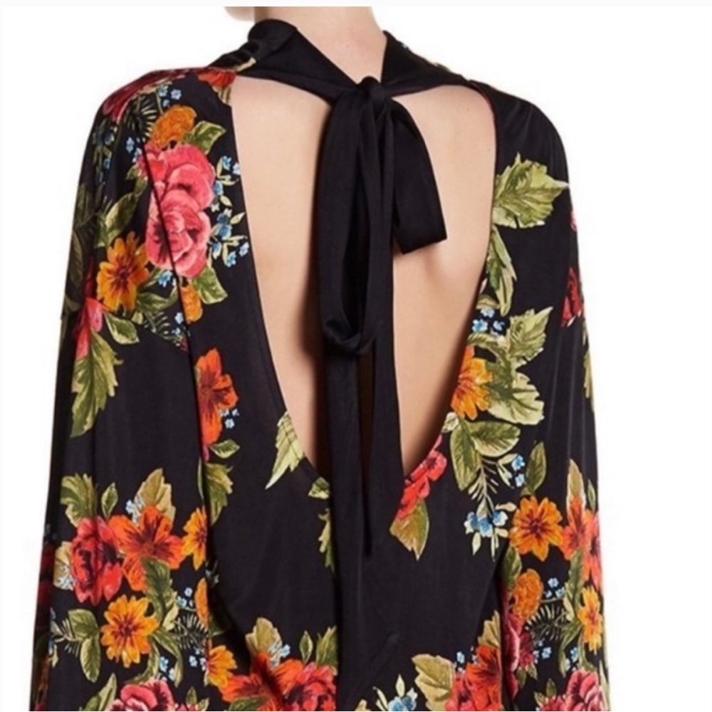 Free People NWT 2am Floral Open Back Tunic Mini Dress - Picture 2 of 4